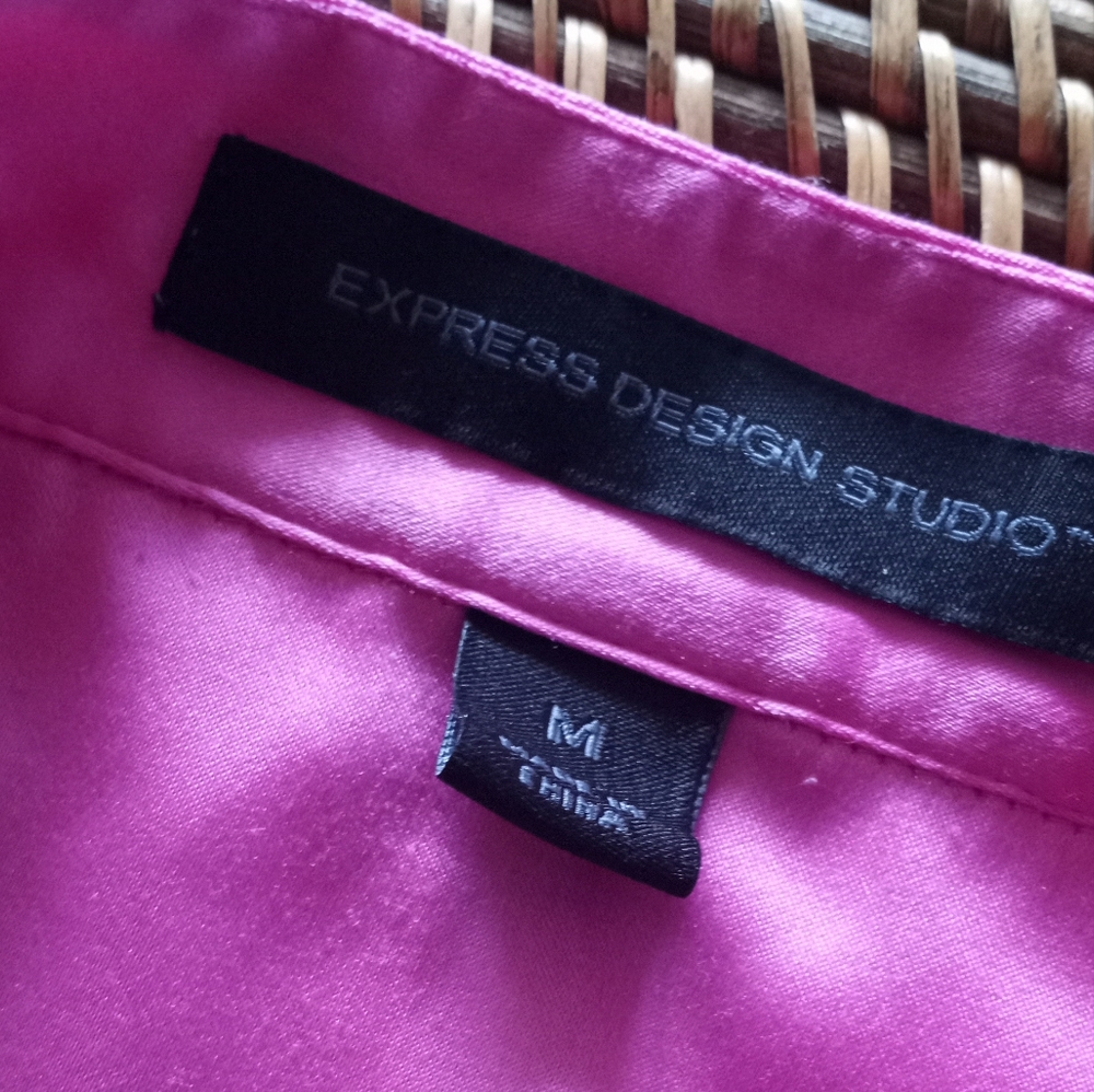 Express Satin Wrap Blouse in Bright Pink - Picture 6 of 12